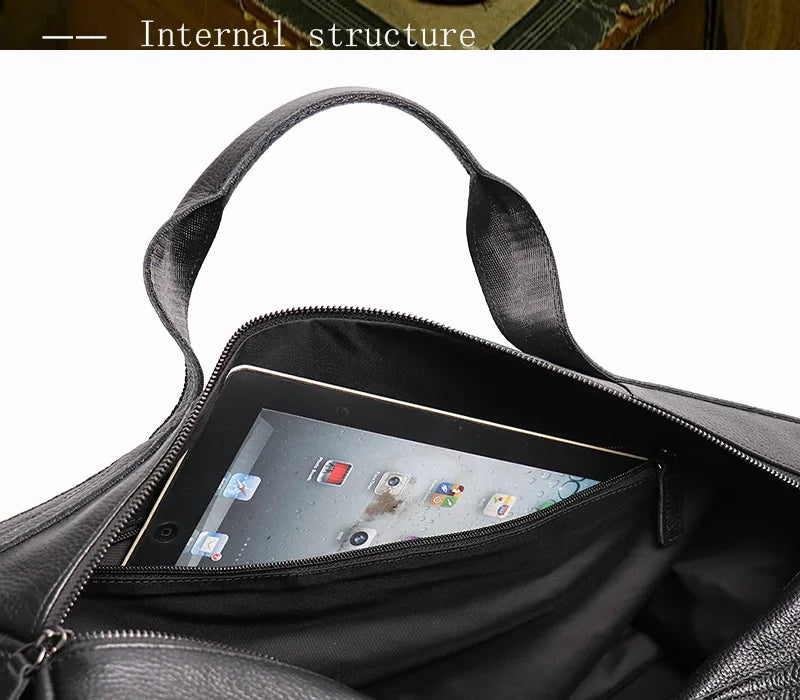 Men's Genuine Leather Handheld Bag, - Ghoddosh