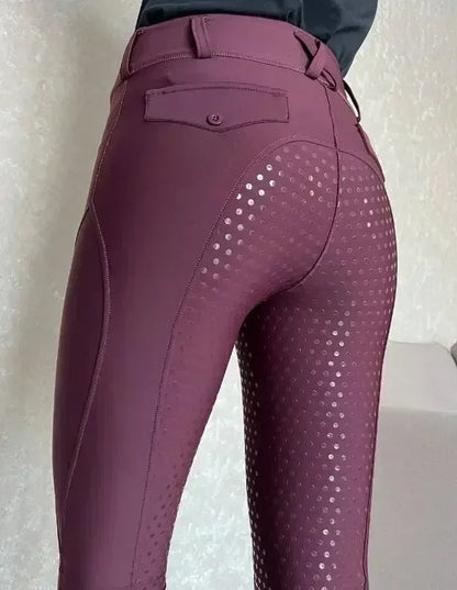 Women’s Full Seat Silicone Equestrian Breeches – Anti-Pilling Riding Tights for Comfort & Grip .Ghoddosh

