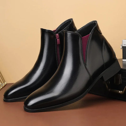 Men's Chelsea  British Style Short Ankle Boots - Luxury High Quality Leather Boots for Men  - Ghoddosh