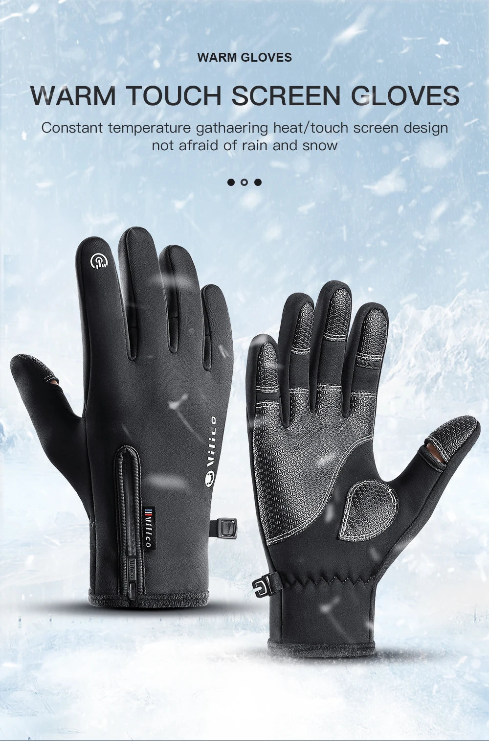 Unisex Winter Warm Outdoor Riding   Non-slip Gloves /  Two-finger Touch Screen  - mobile friendly