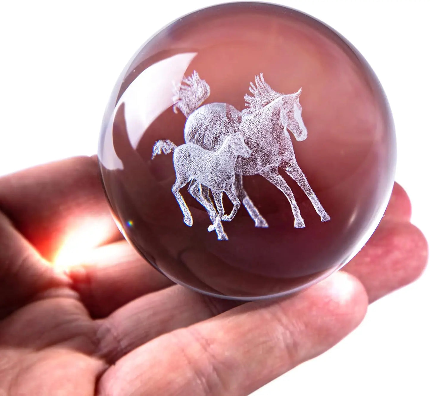 3D Horse Crystal Glass Ball Crystal  / Light weight  Horse  Glass Sphere @ ghoddosh.com