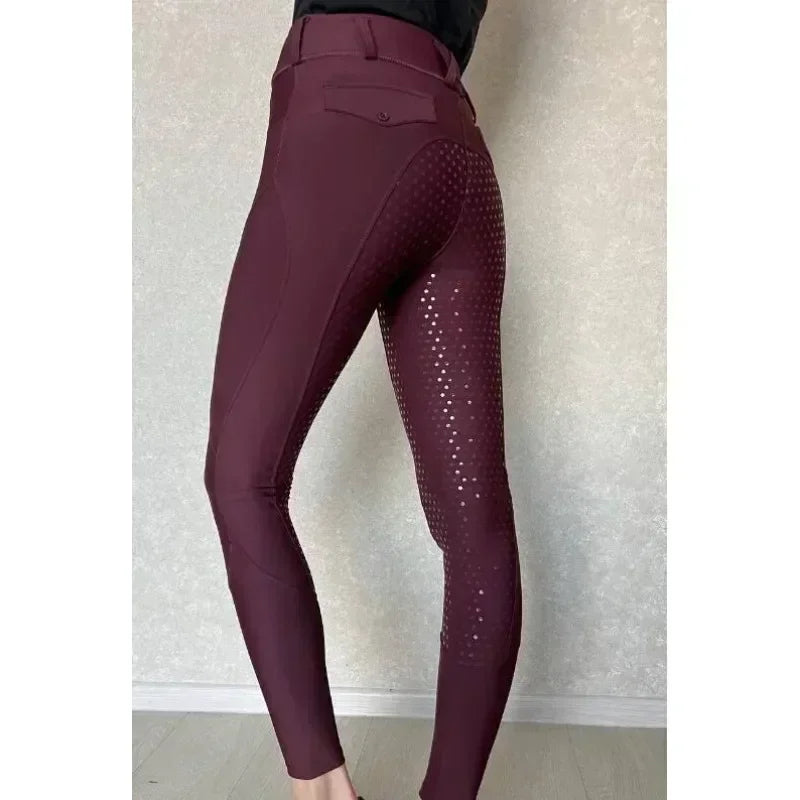 Women’s Full Seat Silicone Equestrian Breeches – Anti-Pilling Riding Tights for Comfort & Grip .Ghoddosh

