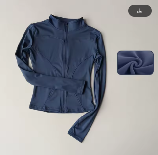 Women's Quick-Dry Zip-Up Fitness Jacket – Slim Fit Long Sleeve Activewear with Stand Collar